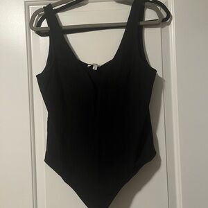 Express Black Bodysuit for women with plunging neckline